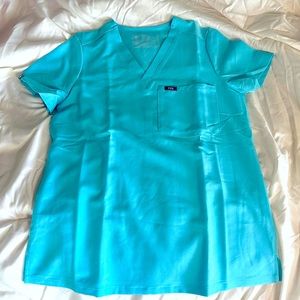 XS Neon Blue Figs Catarina Scrubs Top NWOT